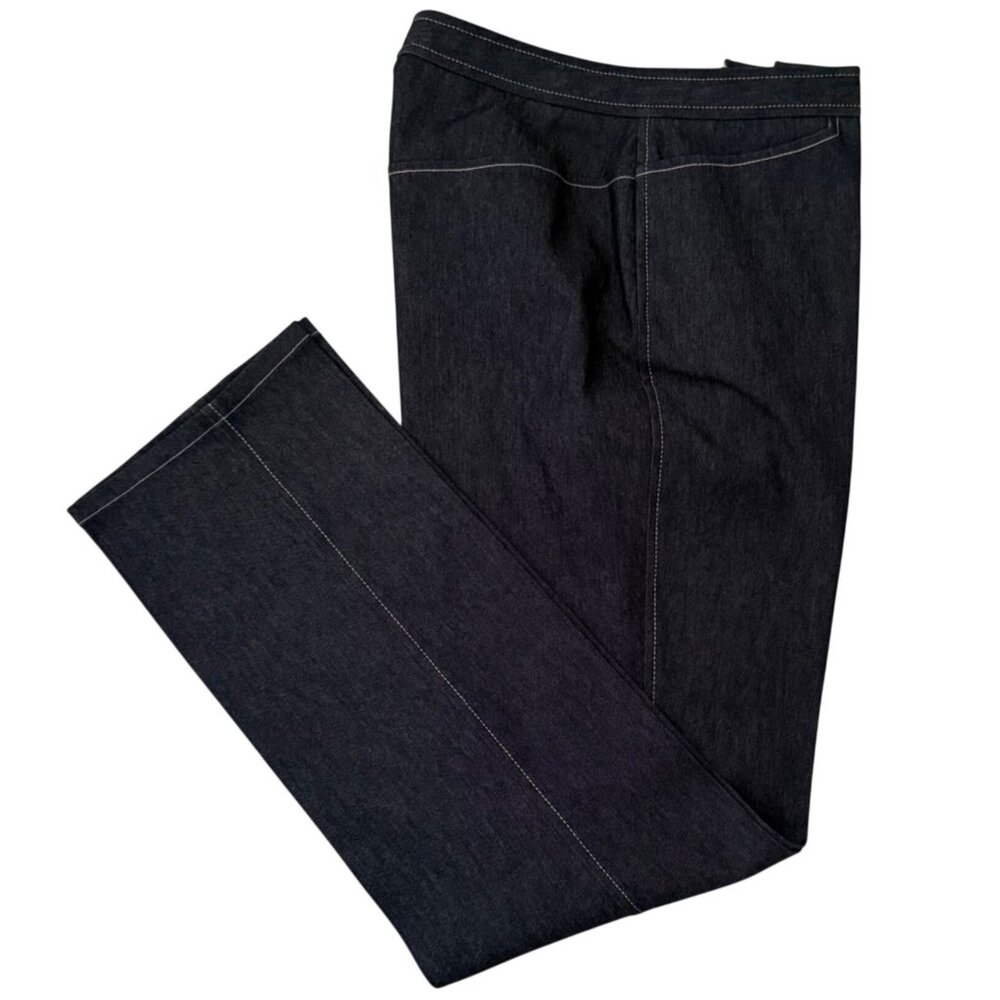 Studio Jax Pants Size 6 Dark Denim Tailored Straight Leg Vintage Y2K Canada Made - Picture 11 of 13
